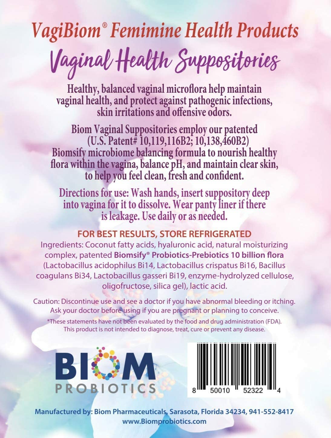 Vaginal Probiotic Suppository(30):FR-free,Vaginal pH & Odor Control, No Parabens