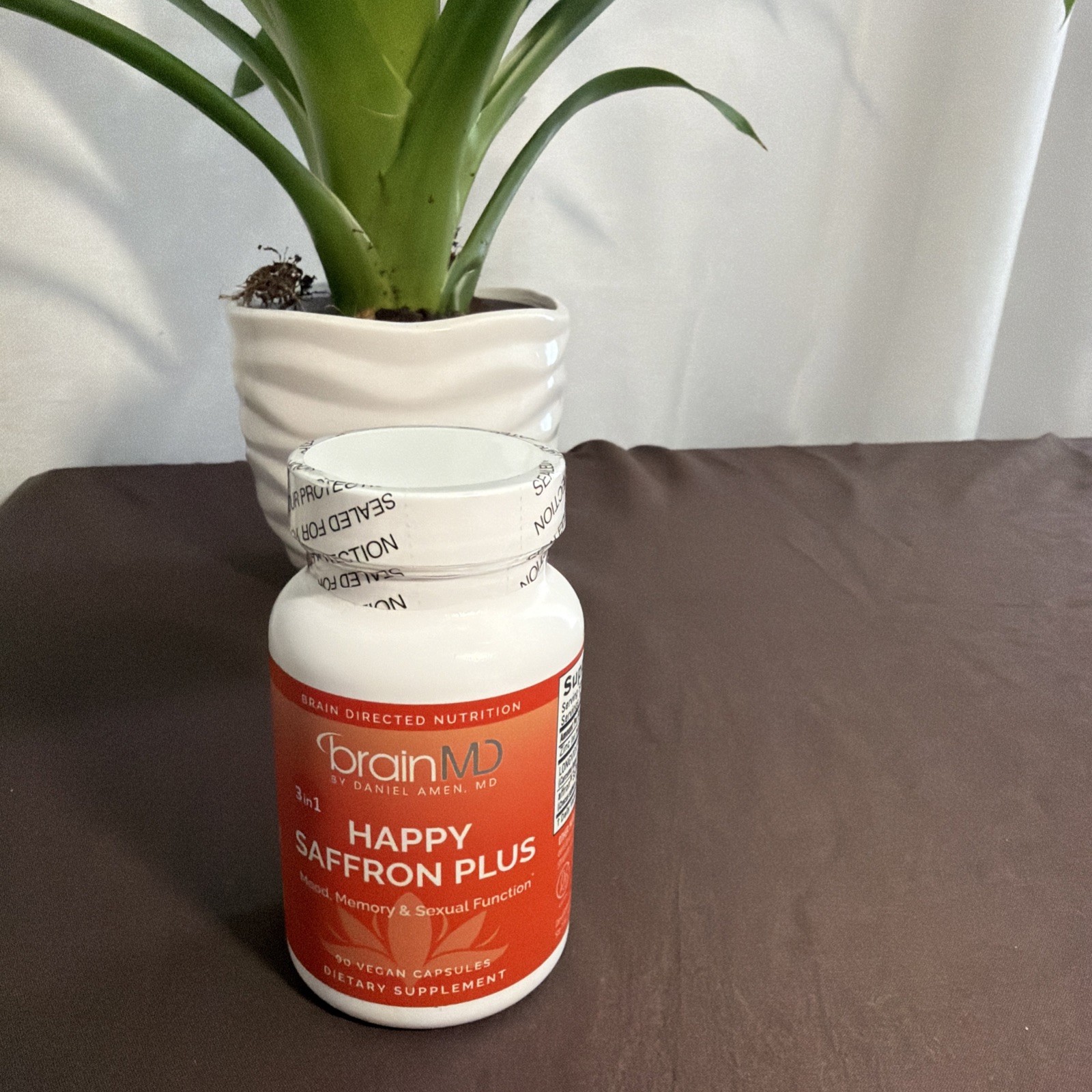 BrainMD Happy Saffron Plus 3-in-1 Vegan Capsules Supplement