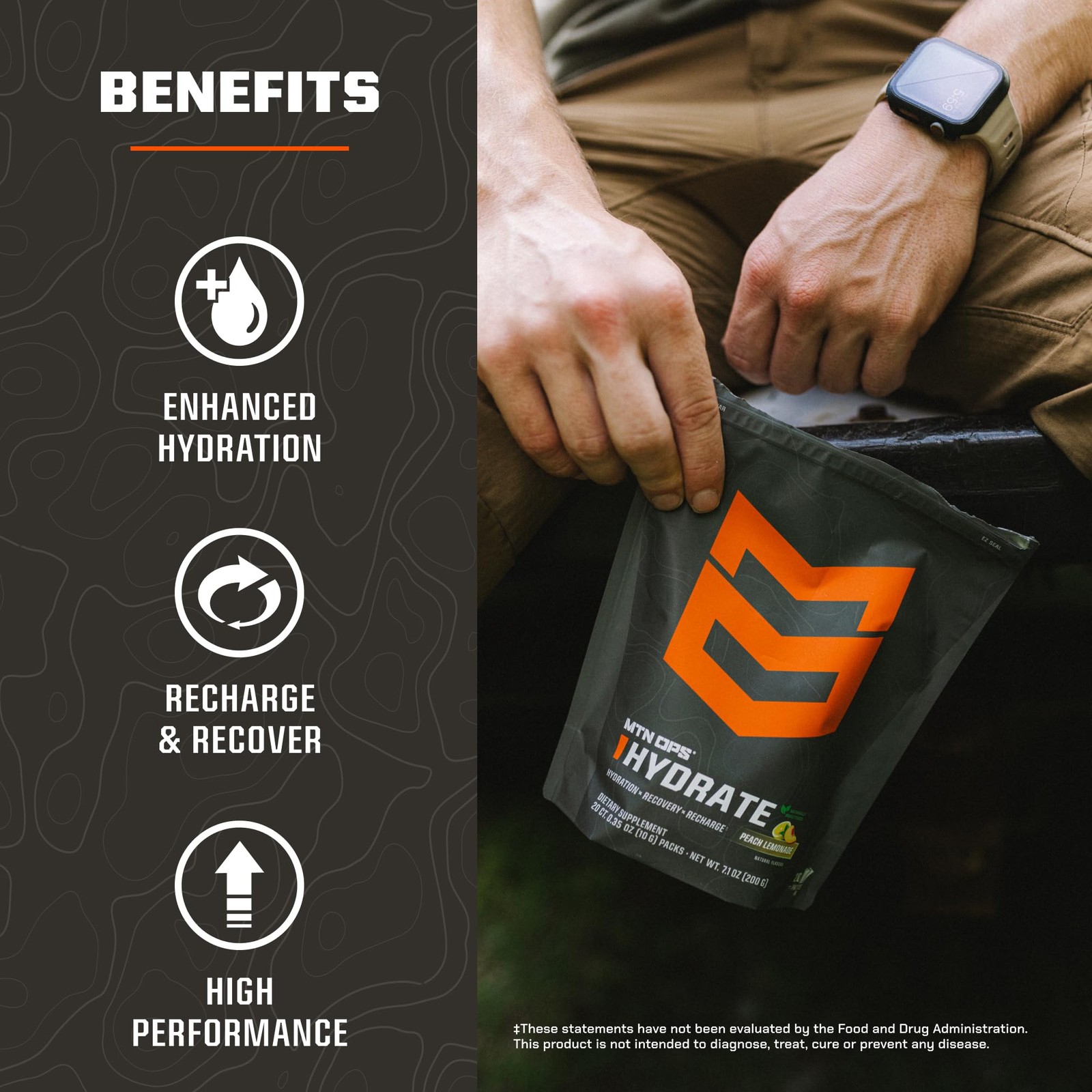 MTN OPS Hydrate Low Sugar Electrolyte Powder 5.6 Ounce (Pack of 1), Various