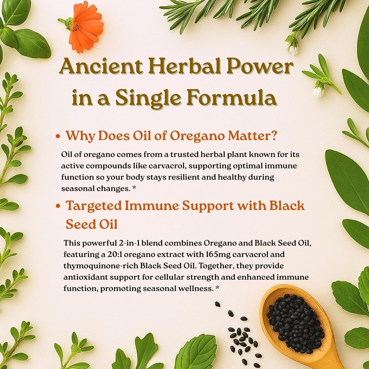 Plant-Based Oil of Oregano Softgels with Black Seed Oil | 75-Day Supply