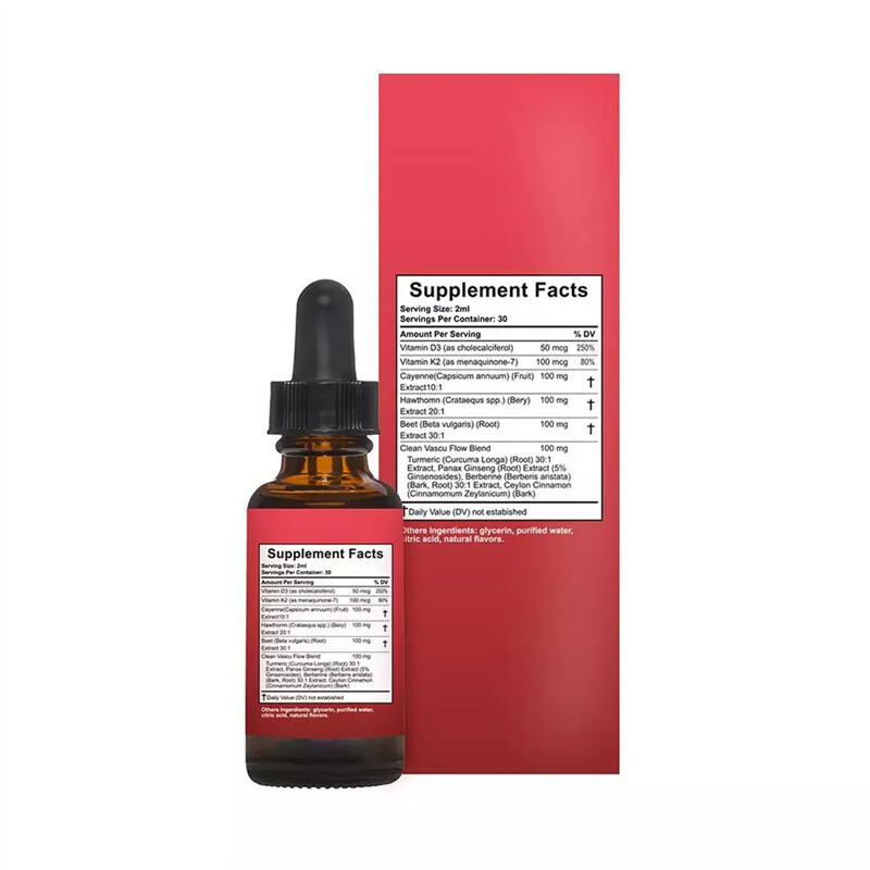 Cayenne Pepper Hawthorn Beet Root Turmeric Vitamin K2+D3 Liquid Drops 60ML Pro