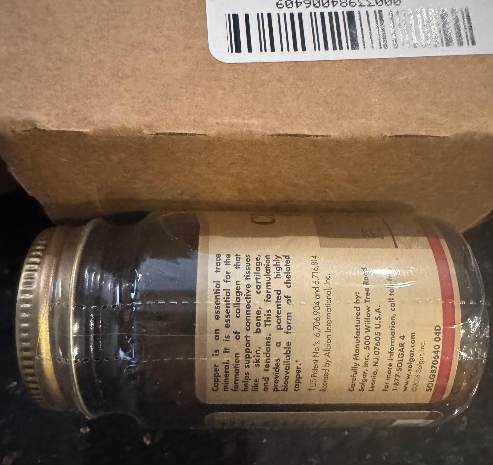 Solgar Chelated Copper 2.5 mg – 100 Tablets – Exp 05/2028 – Vegan, Non-GMO, Seal