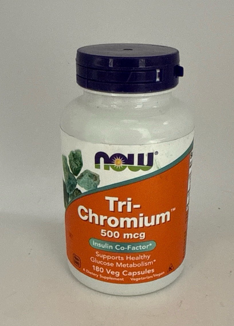 NOW Foods Tri-Chromium 500 mcg, 180 Capsules BB 09/2028 Insulin Co-Factor