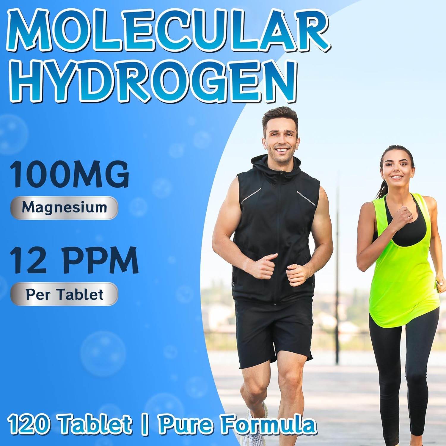 Molecular Hydrogen Tablets 12 PPM Hydrogen Water Supplement with Magnesium