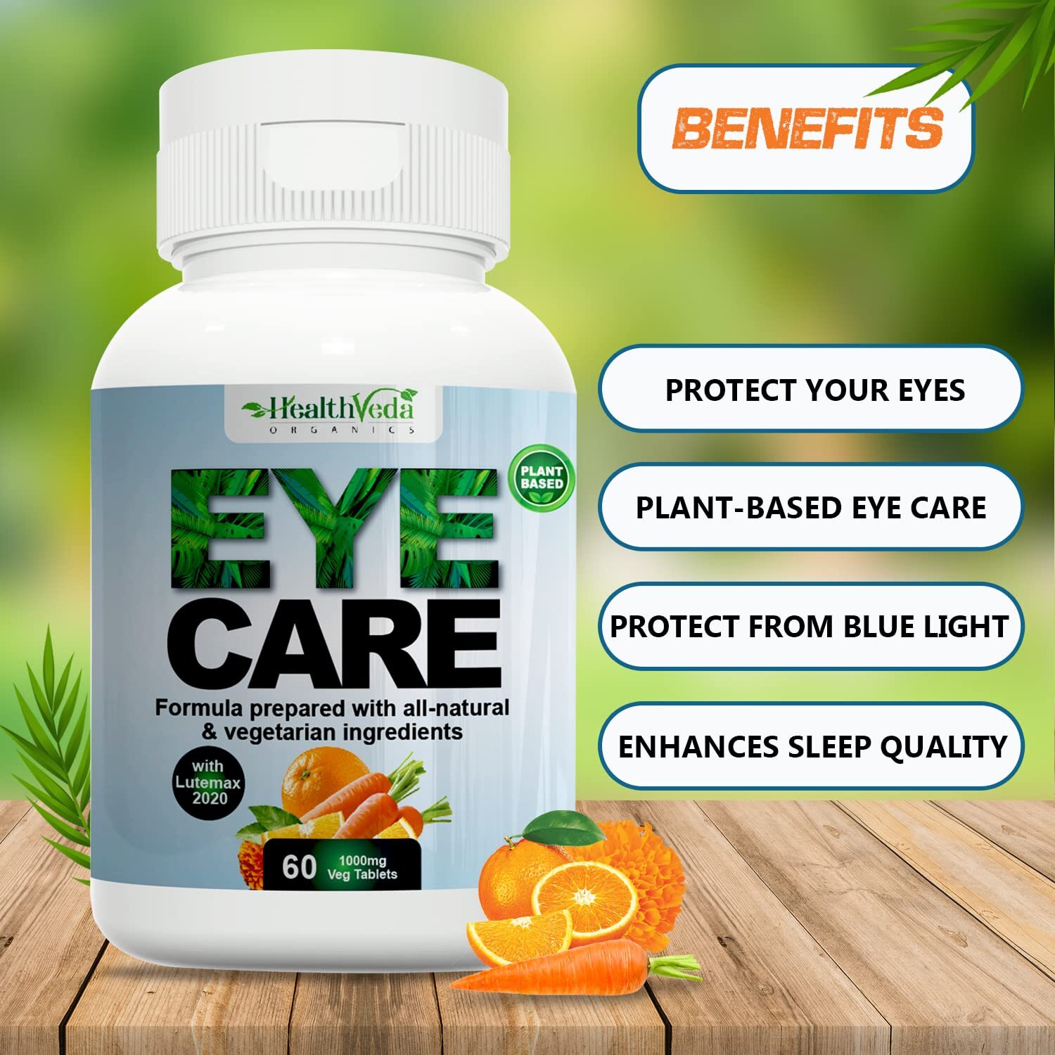 Health Veda Organics Plant Based Eye Care Supplements Support Vision 60 TABLET