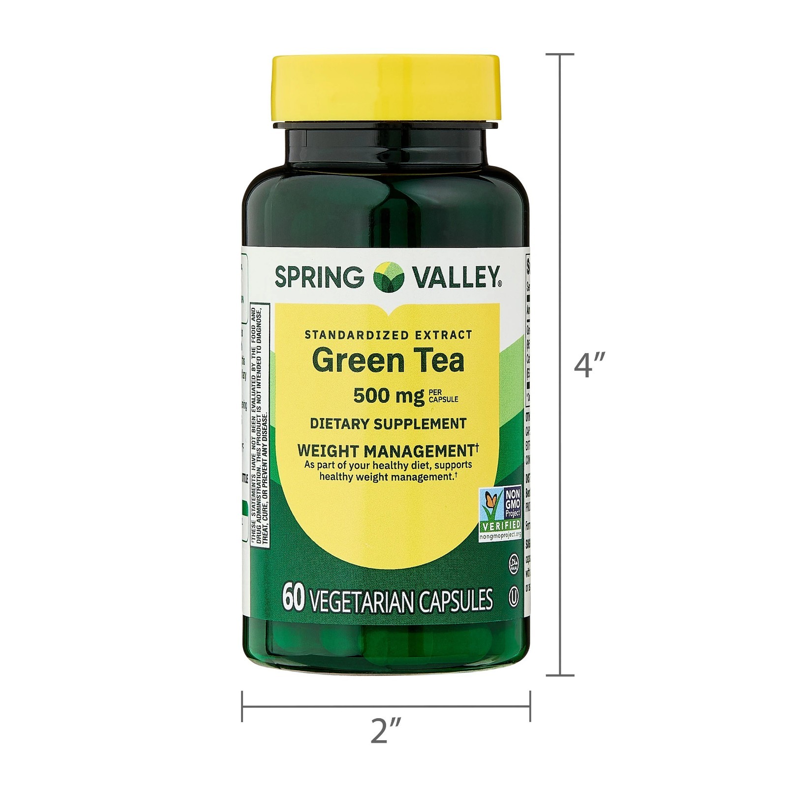 Spring Valley Green Tea Extract 500mg Vegetarian Capsules Supplement 60 Ct
