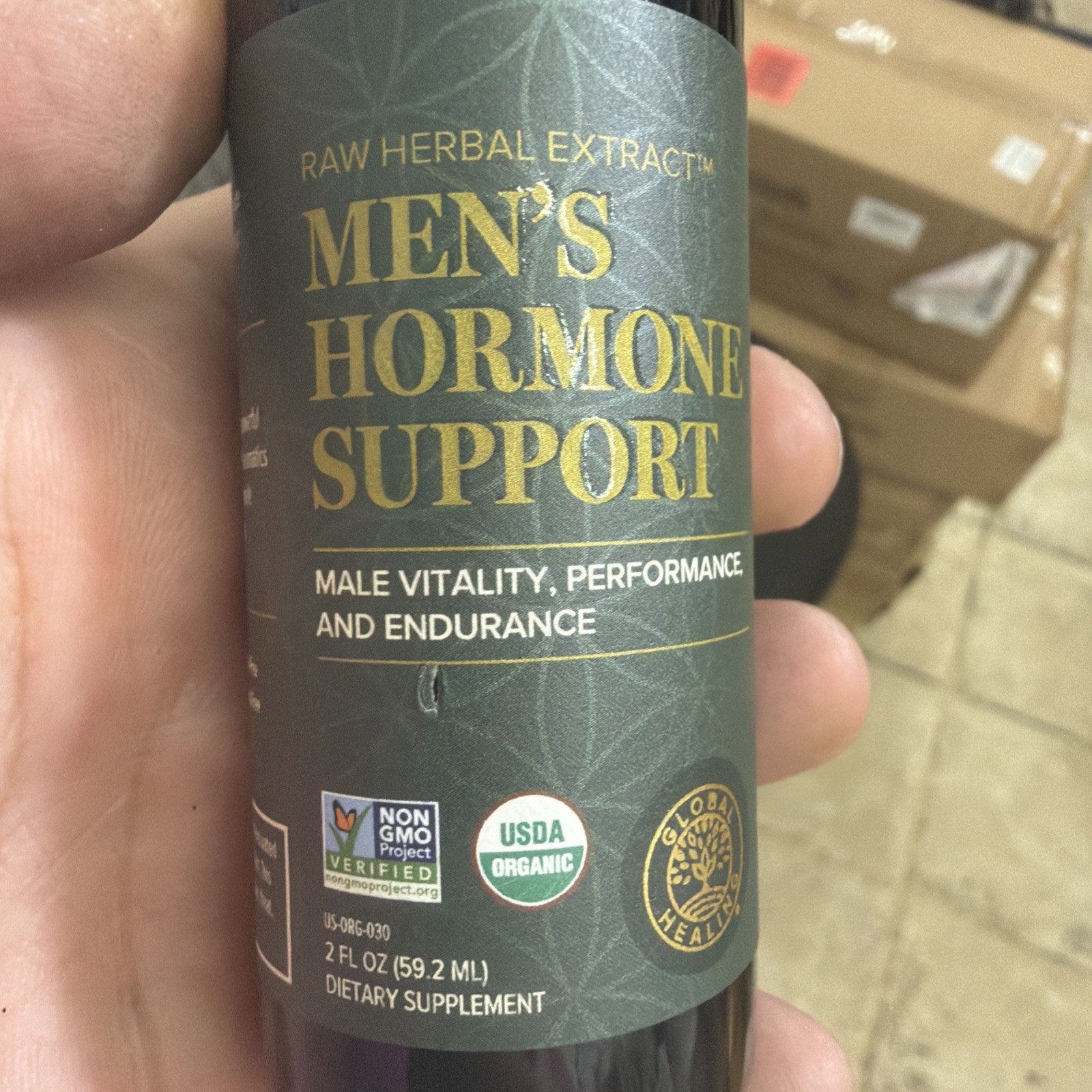 Global Healing Center Men’s Hormone Support Liquid Supplement 2 fl oz Vegan