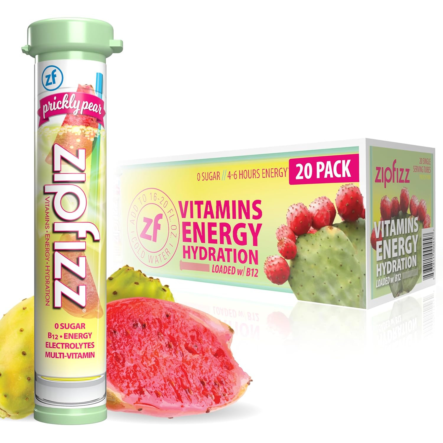 Daily Energy Drink Powder, Prickly Pear, 20 Pack | 3-In-1 Sustained Energy, R…