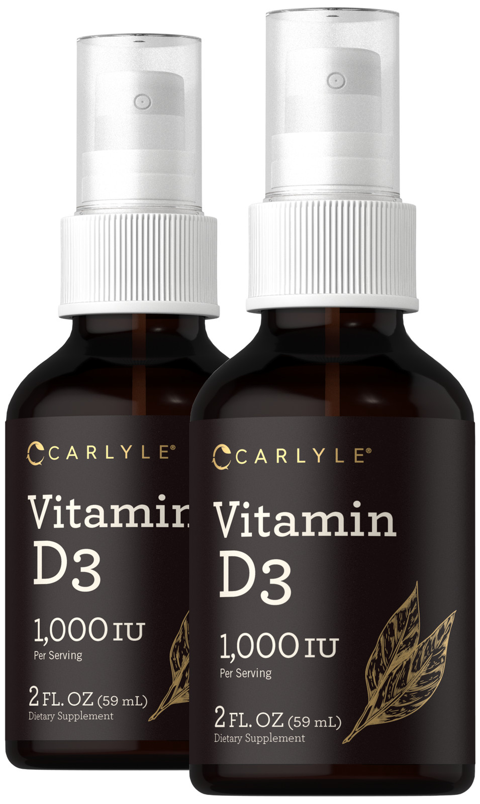 Vitamin D3 1000IU Liquid Spray | 4 FL Oz | 2 Pack | Vegetarian | by Carlyle