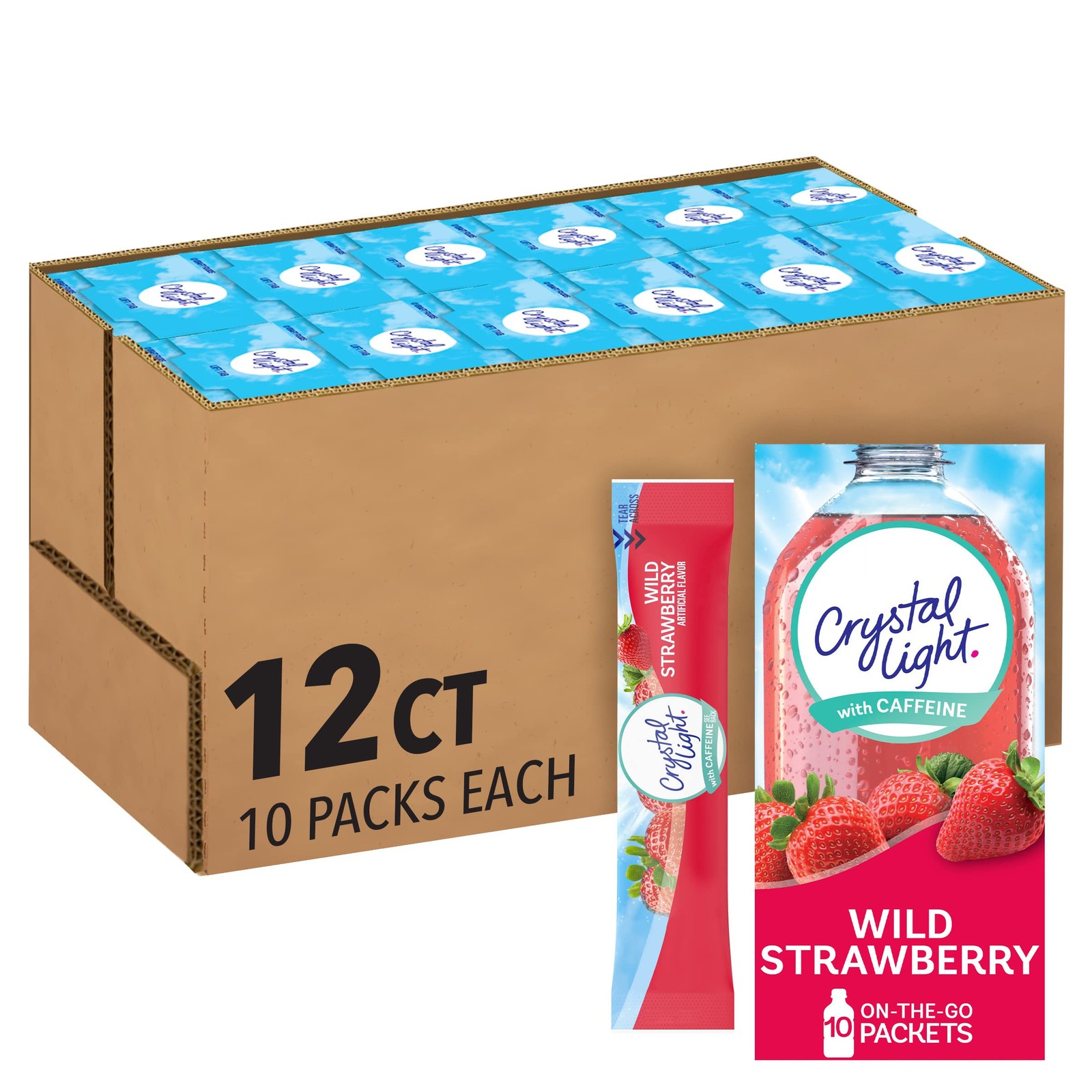 Light Wild Strawberry Artificially Flavored Powdered Drink Mix w/ Caffeine 120ct