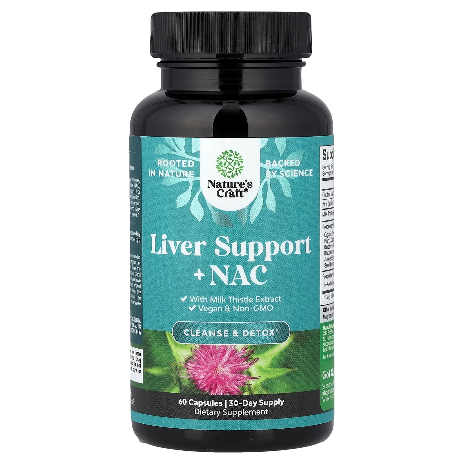 2 X Nature’s Craft, Liver Support + NAC with Milk Thistle Extract, 60 Capsules
