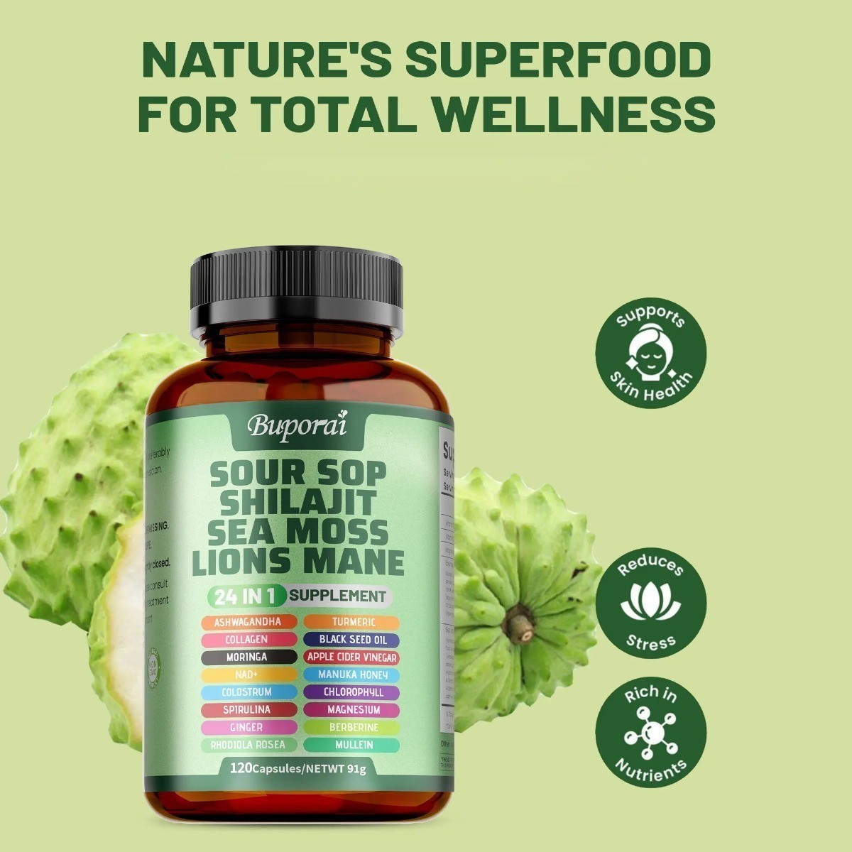 24-in-1 Soursop Dietary Supplement | Supports Skin, Joint & Bone Health NEW