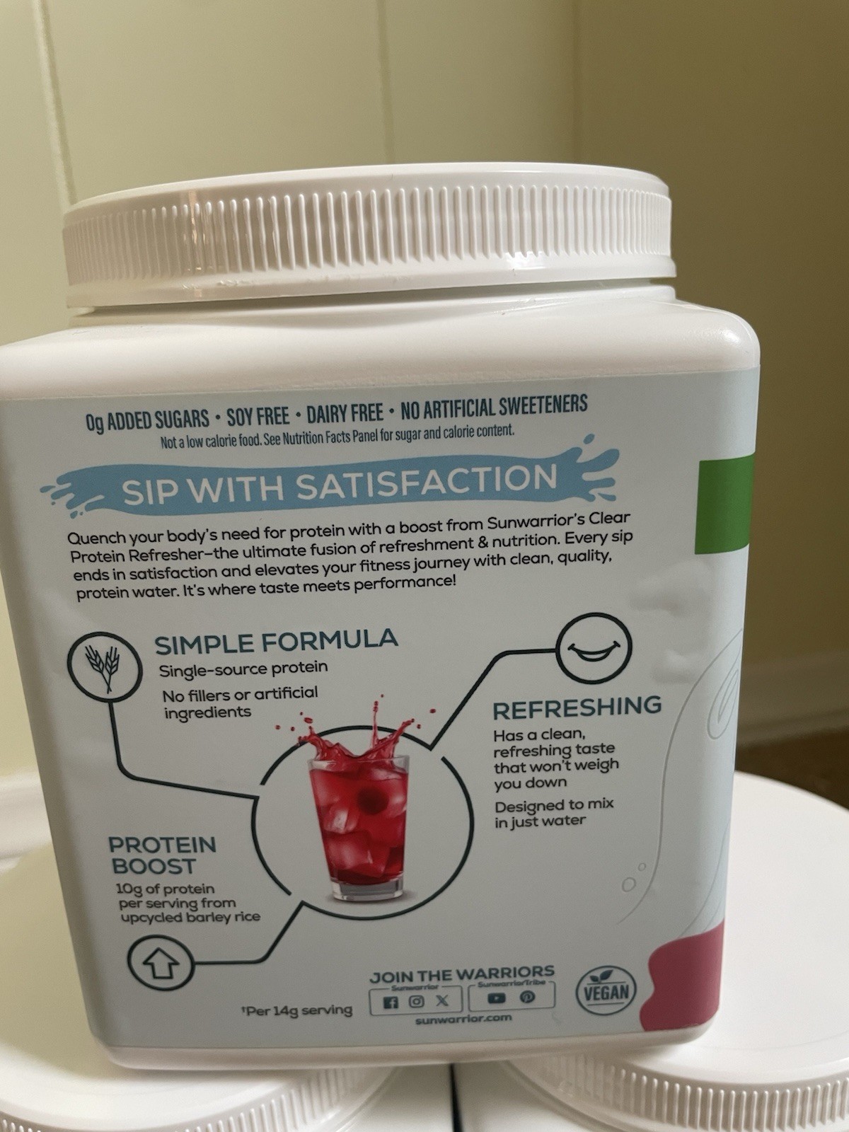 SunWarrior Plant Based Clear Protein Refresh Raspberry 14.8 Oz 30 Servings X3!!!