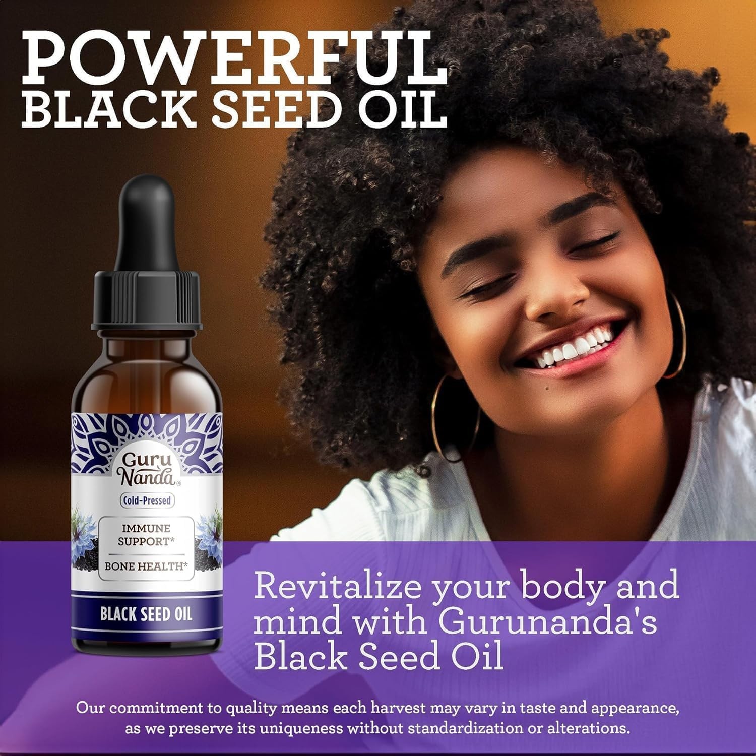 Gurunanda Black Seed Oil Cold-Pressed Nigella Sativa – Rich In Vitamin D3 5000