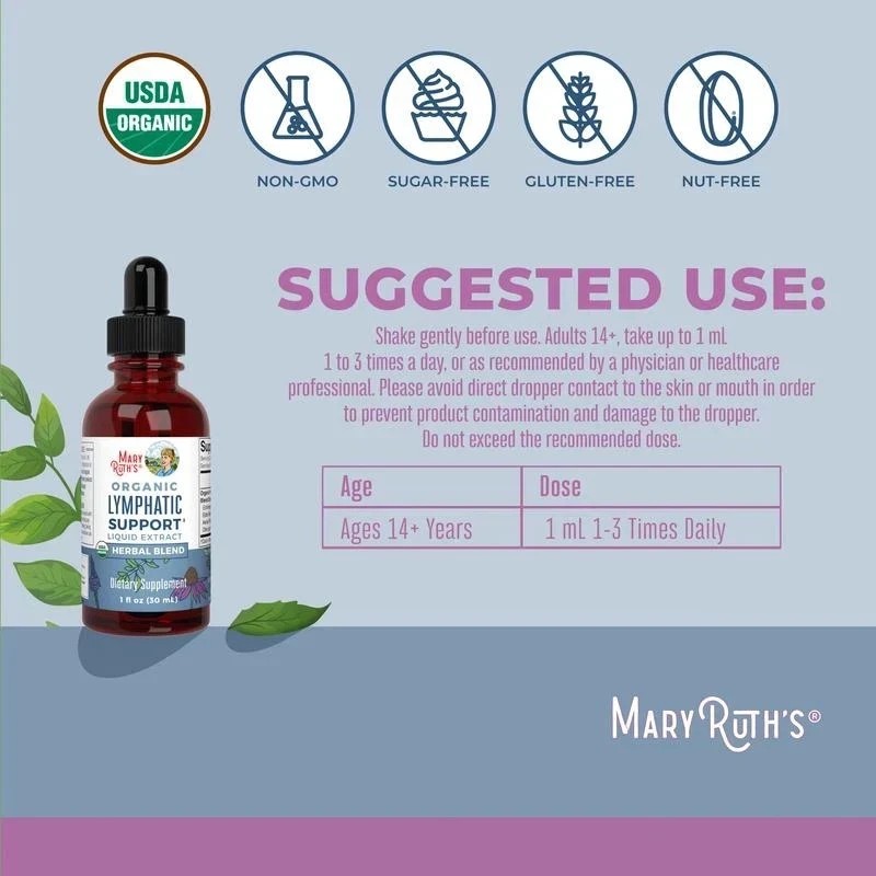 1 BOTTLES- Mary Ruth’s Organic Lymphatic Support Liquid Extract,Alcohol Free30mL