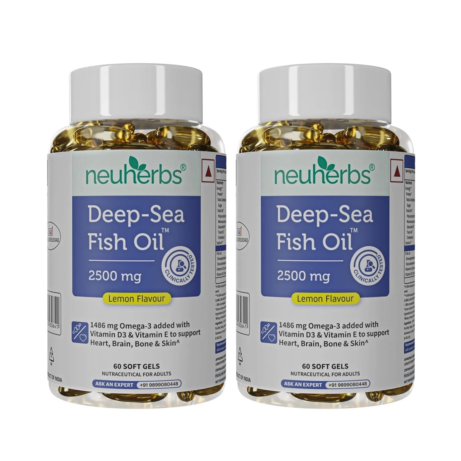 Deep Sea Omega 3 Fish Oil -Omega 3 Supplement Triple Strength 2500 Mg B534