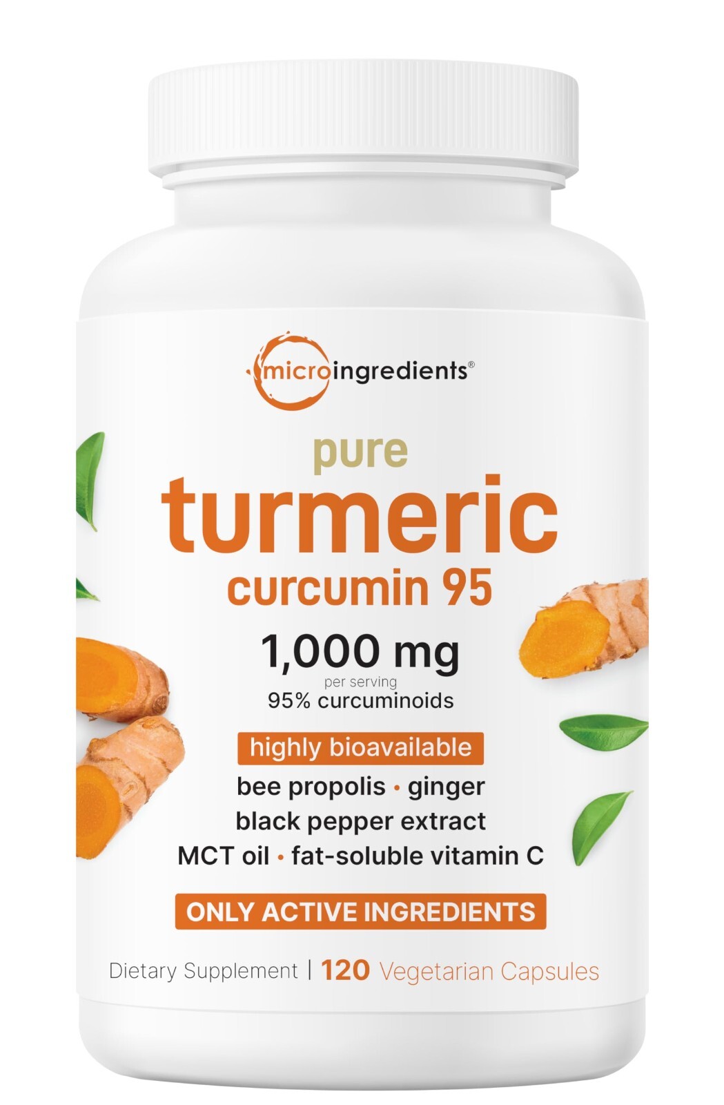 Pure Turmeric Curcuminoids Supplement 1000mg 95% 120 Curcumin Veggie Caps
