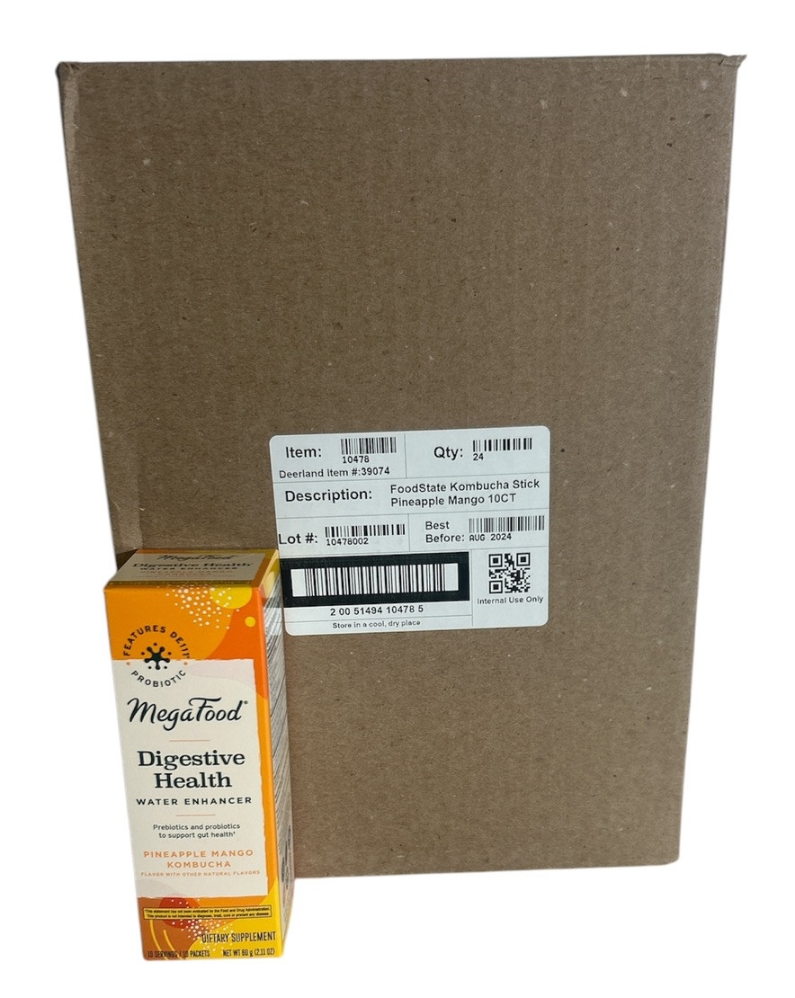Case MegaFood Digestive Health Water Enhancer PINEAPPLE MANGO Kombucha 240 Pkts