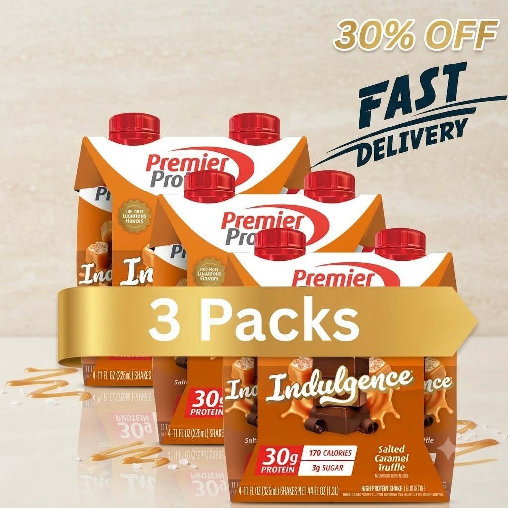 Premier Protein Indulgence Salted Caramel Truffle Shake 30g Protein 11 oz 3 Pack