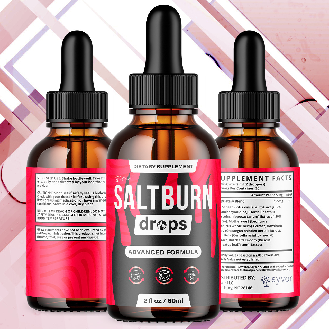 (5 Pack) Salt Burn Drops Advanced Formula Health & Fitness Vitamin 150 Servings