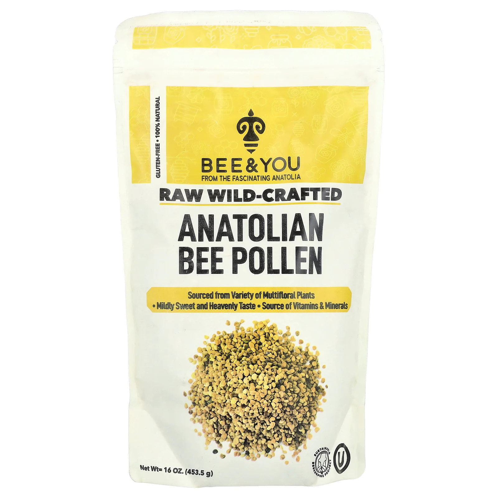 2 X Bee & You, Raw Wild-Crafted Anatolian Bee Pollen, 16 oz (453.5 g)