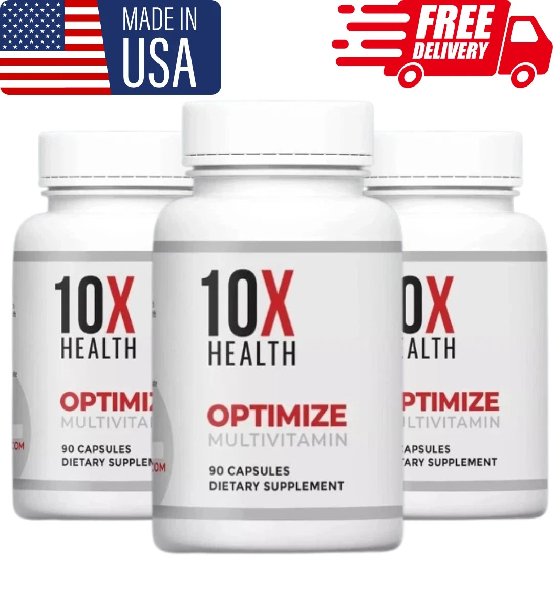 pack of 3 AUTHENTIC 10X Health Optimize Methylated Multivitamin 90 Caps