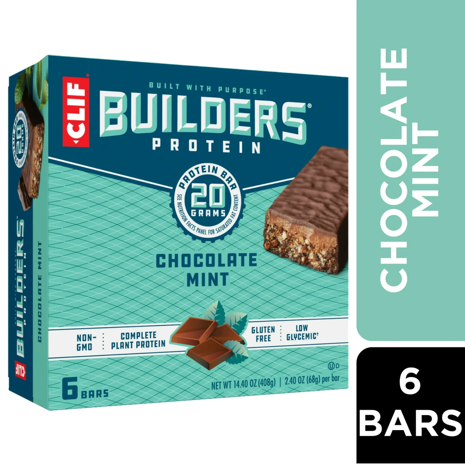 CLIF BUILDERS Protein Bars Chocolate Mint Flavor, Plant Protein, Gluten Free Bar