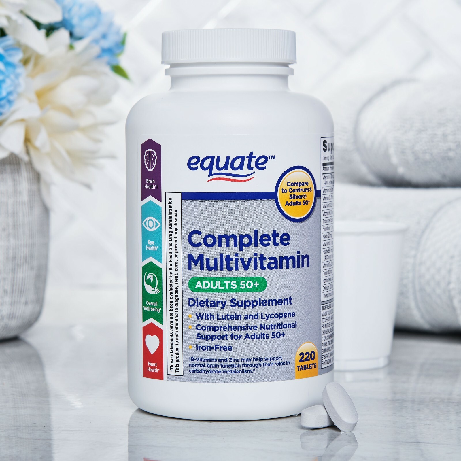 Equate Complete Multivitamin Tablets, Adults 50+, 220 Count..+