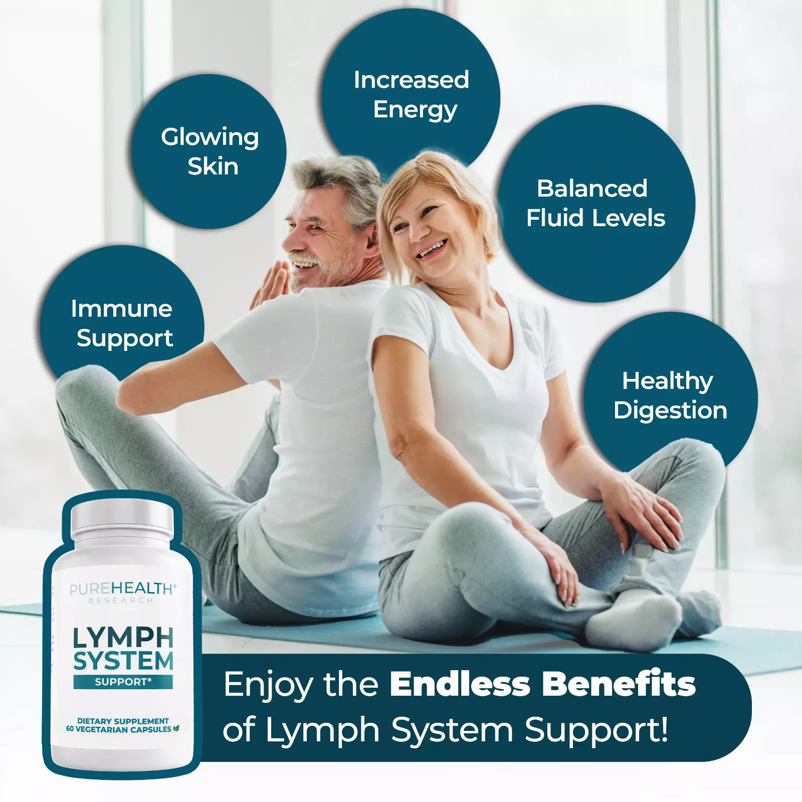 Reduce Supplement Lymphatic Swelling Boost Energy Digestion Detoxify Skin 60 CT