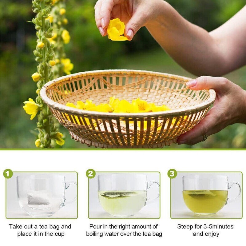 150Packs Mullein Leaf Tea Bags – Lung Cleanse Detox Herbal Enhance Immunity