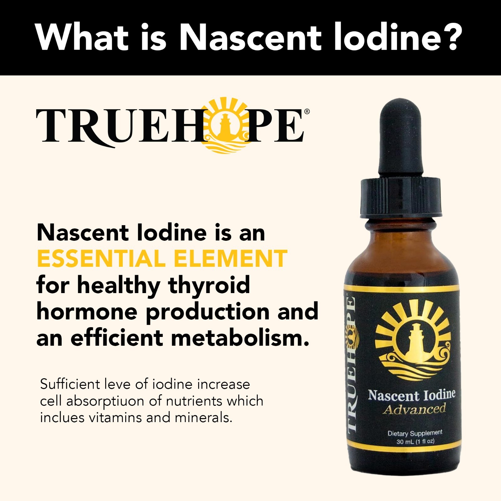 Truehope Pure Nascent Iodine Supplement – Beats Potassium & Sodium Iodide