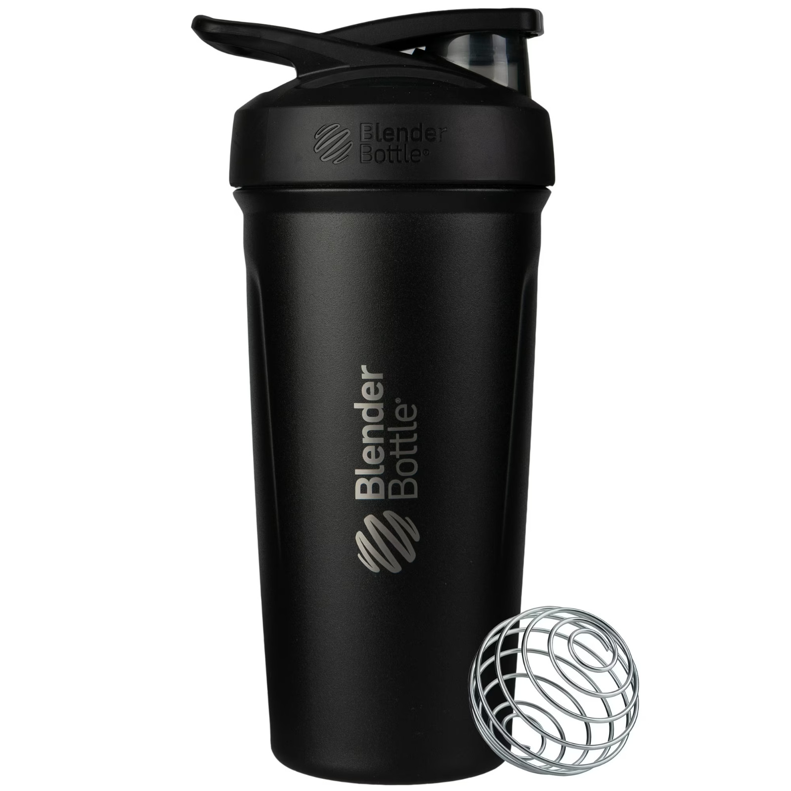 BlenderBottle Strada 24 oz Stainless Steel Protein Shaker Bottle Insulated Black