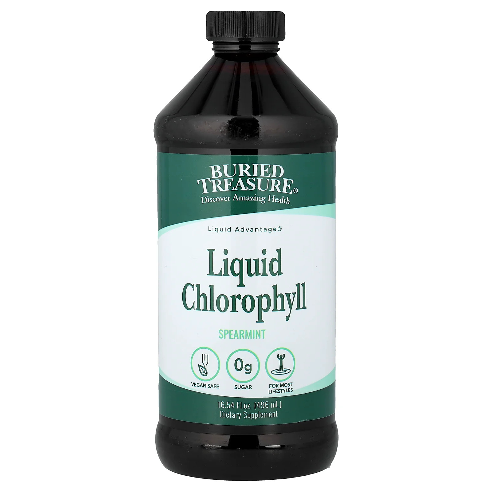 2 X Buried Treasure, Liquid Chlorophyll, Spearmint, 16.54 fl oz (496 ml)