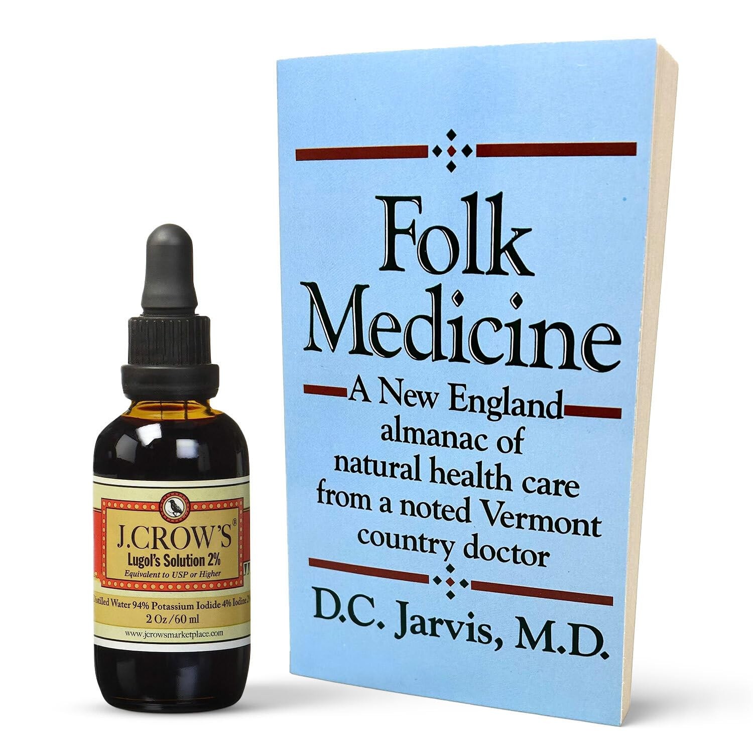 J CROW’S Lugol’s 2% Iodine Solution Folk Medicine Book Bundle Essential Iodine