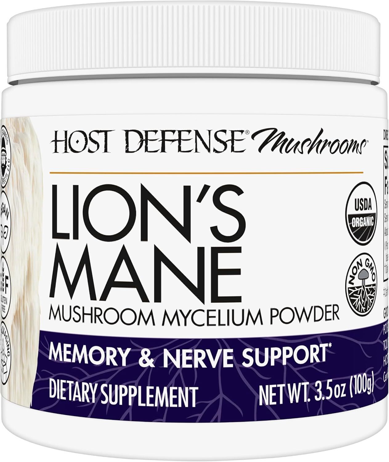 Host Defense Lion’s Mane Powder – Brain Health Supplement 3.5 oz EXP 9/27