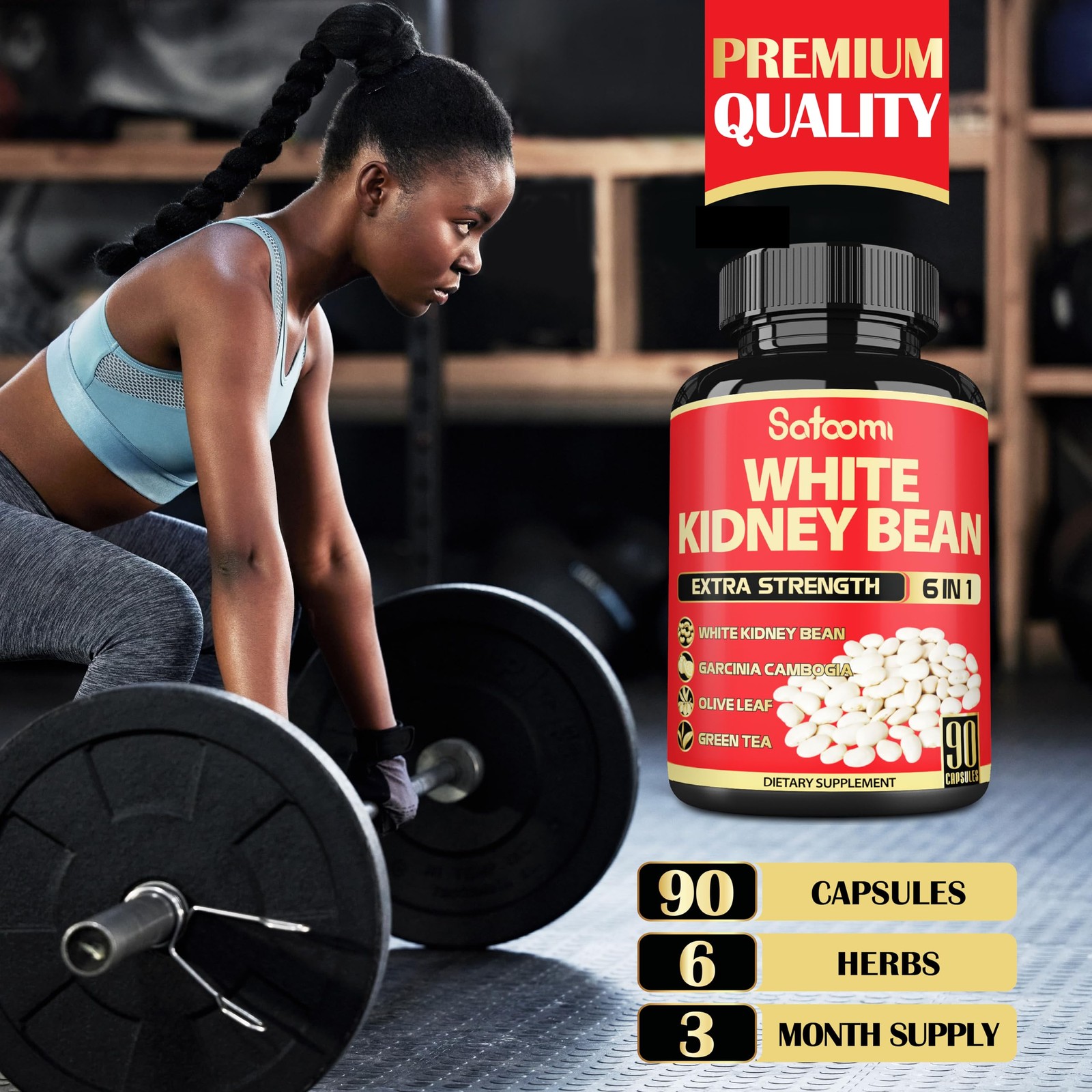 White Kidney Bean Extract 6500mg for Carb Blocker Weight Loss 120 Capsules