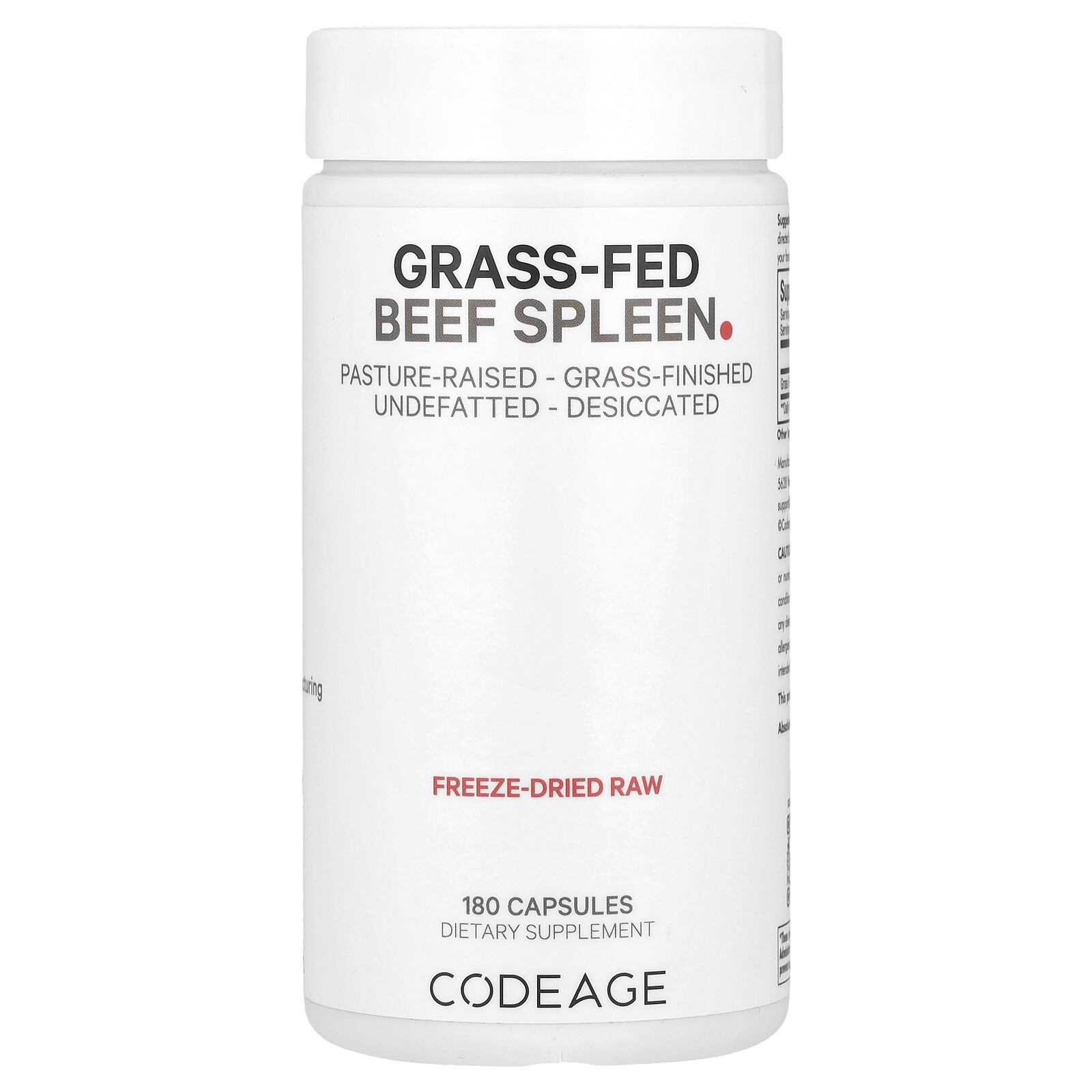 Grass-Fed Beef Spleen, 500 mg, 180 Capsules