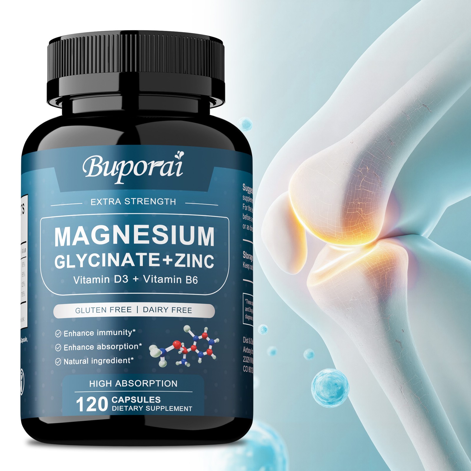Magnesium Glycine +Zinc 240pcs-Brain and Joint Health,Enhance Cognitive Function