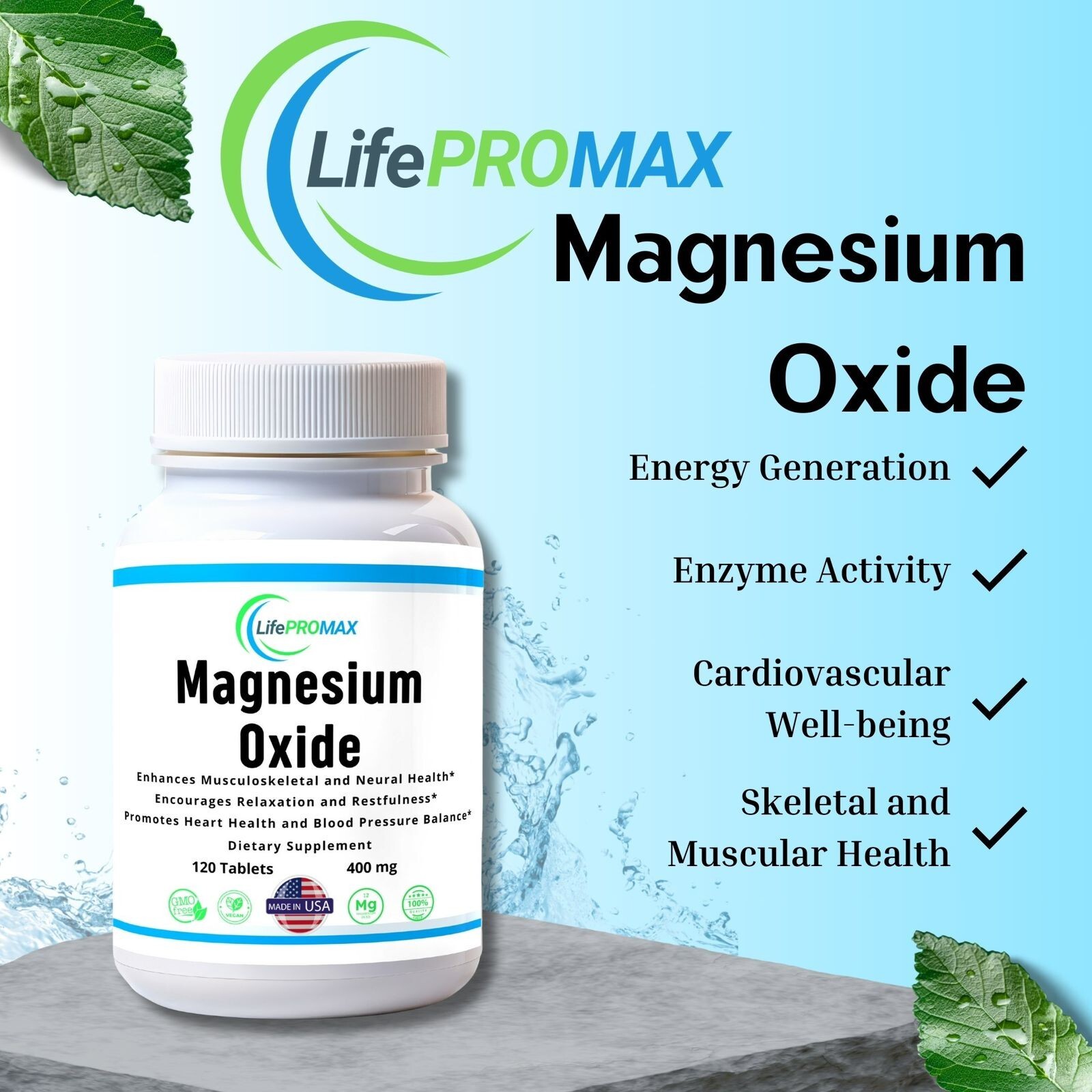 3 PACK Magnesium 400mg 120 tablets Dietary Supplement Immune Support Exp 09/26