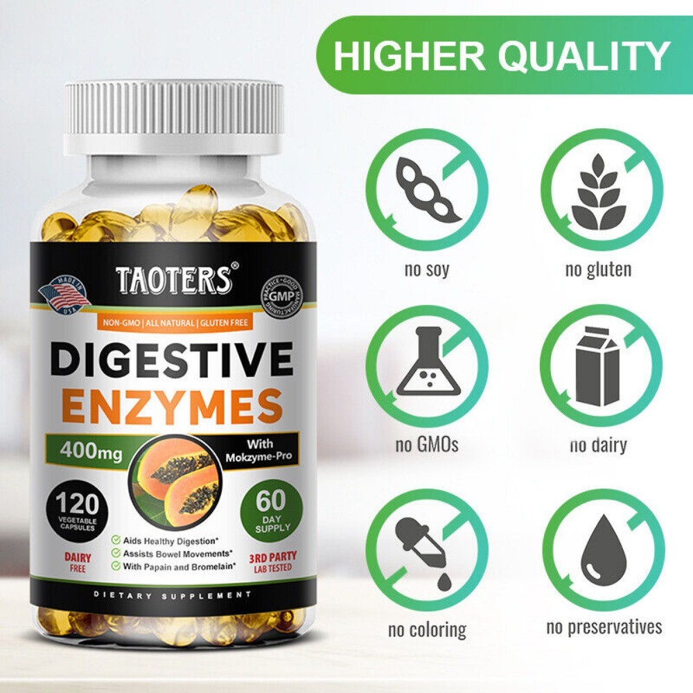 Digestive Enzymes 400mg | 120 Capsules | Probiotic | Healthy Digestion