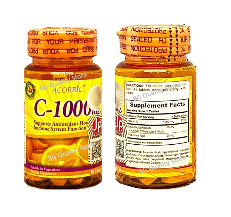 2 Bottles ACORBIC Vitamin C 1000mg Citrus Antioxidant Immune Health Vegetarian