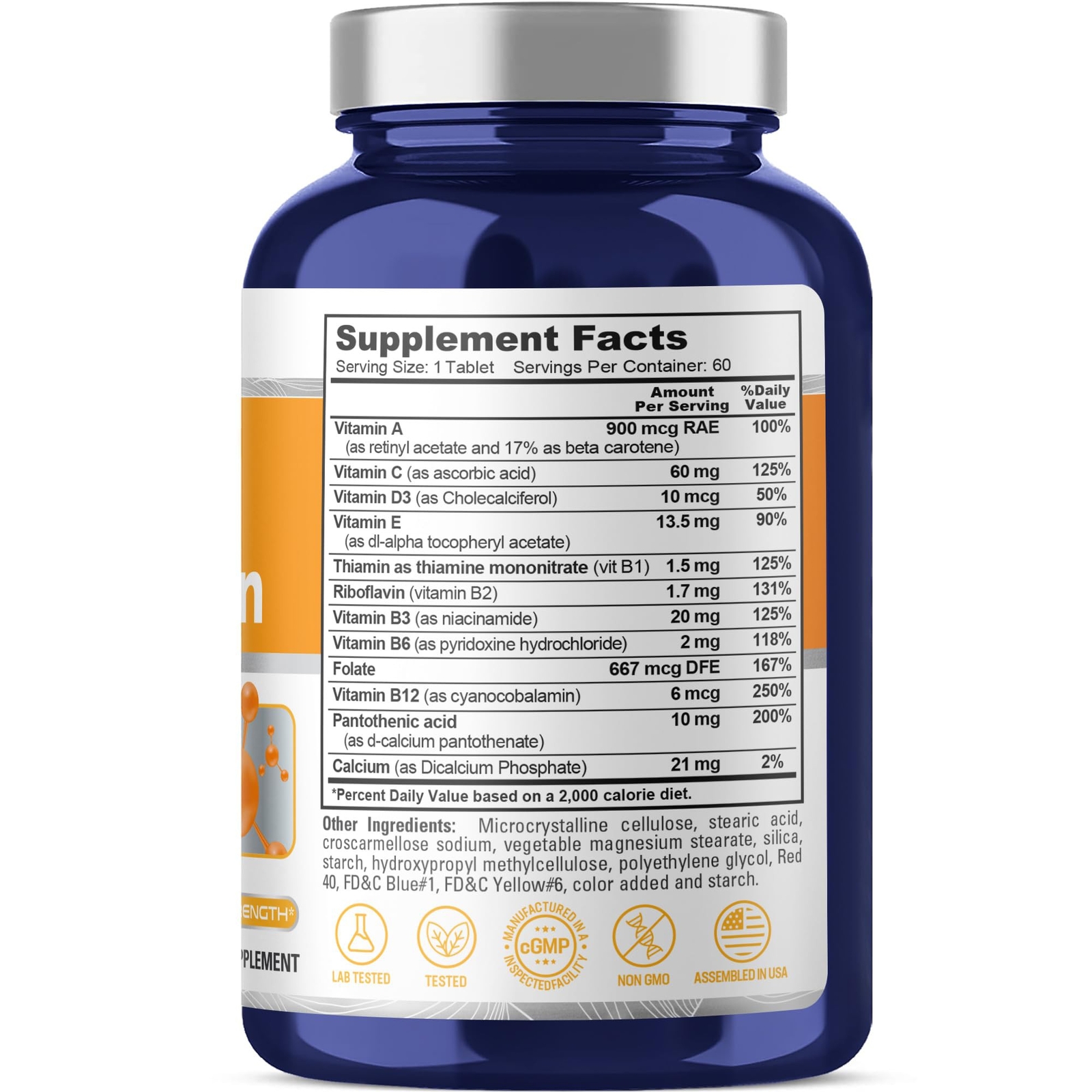 NusaPure Daily Multivitamin Vegetable Magnesium Stearate 60 tabs Non-GMO