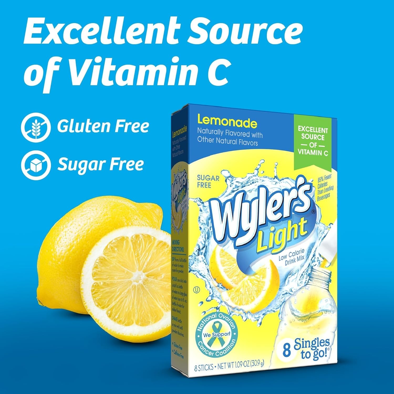 96 Total Servings of Wyler’s Light Lemonade Powder – Refreshingly Low-Calorie