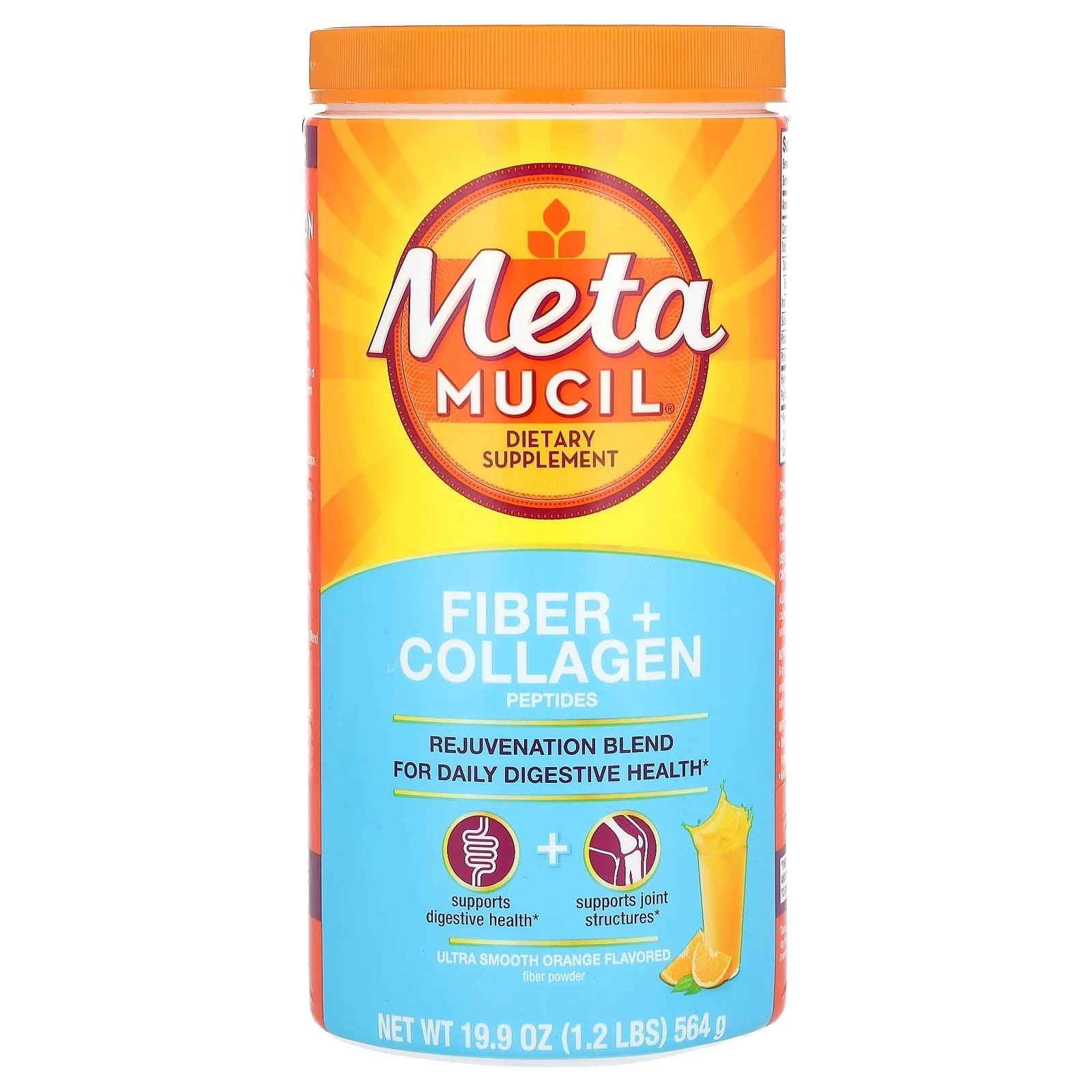 2 X Metamucil, Fiber + Collagen Peptides, Ultra Smooth Orange, 19.9 oz (564 g)