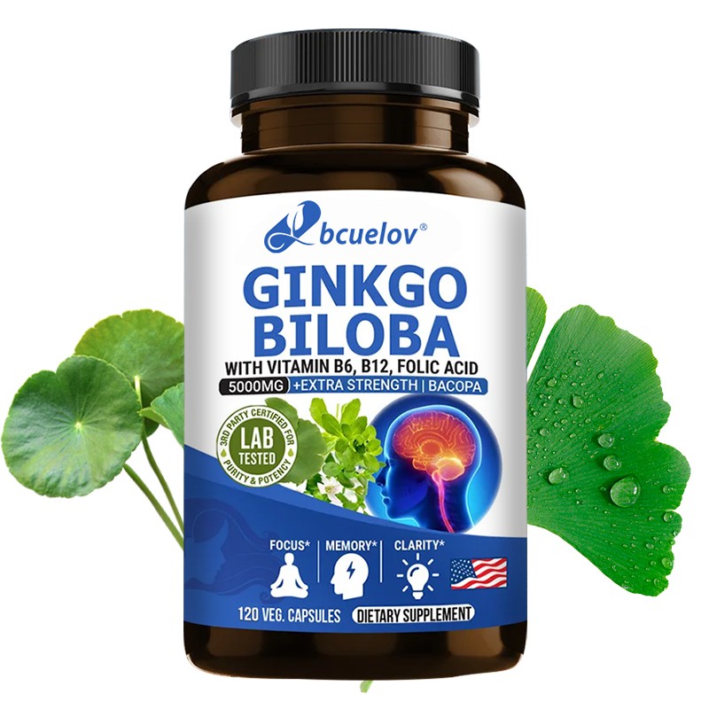 Ginkgo Biloba 120 Capsules Vitamins B6 B12 Improve Memory Focus Concentration
