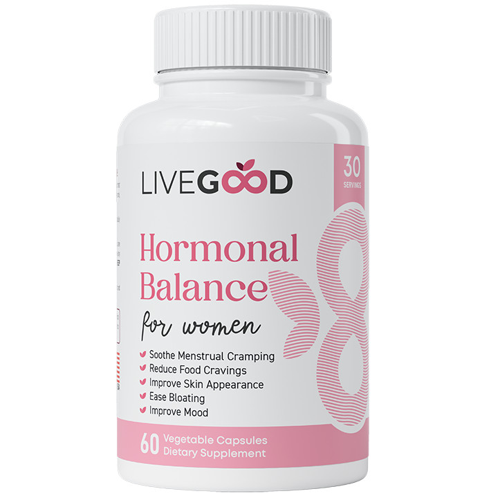 LiveGood Hormonal Balance for Women, Ease Cramps, Bloating, Mood, Energy, Skin