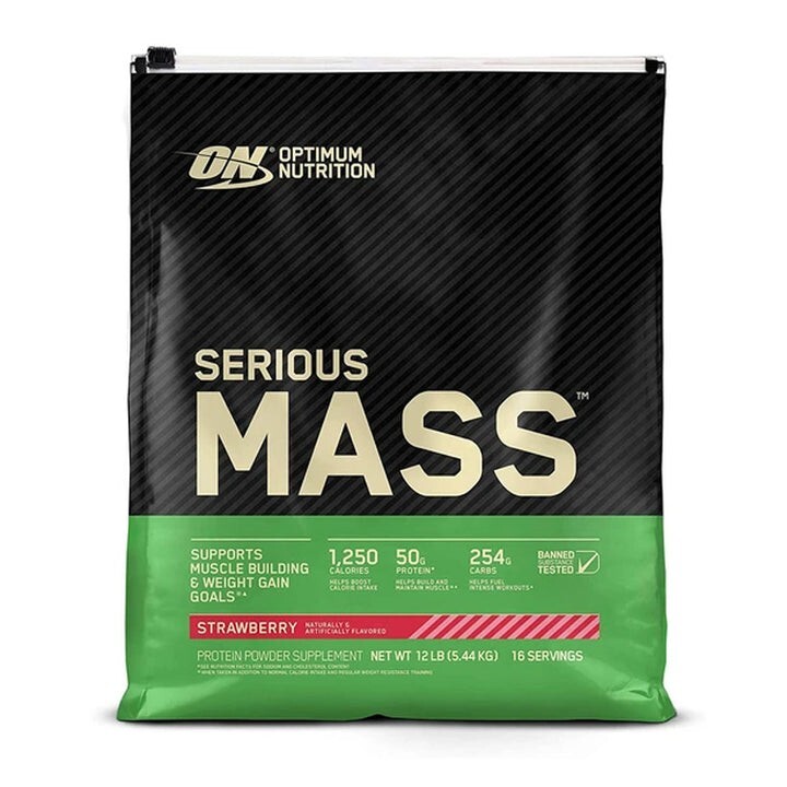OPTIMUM NUTRITION SERIOUS MASS! Strawberry 12 lbs Protein Powder 02/2025