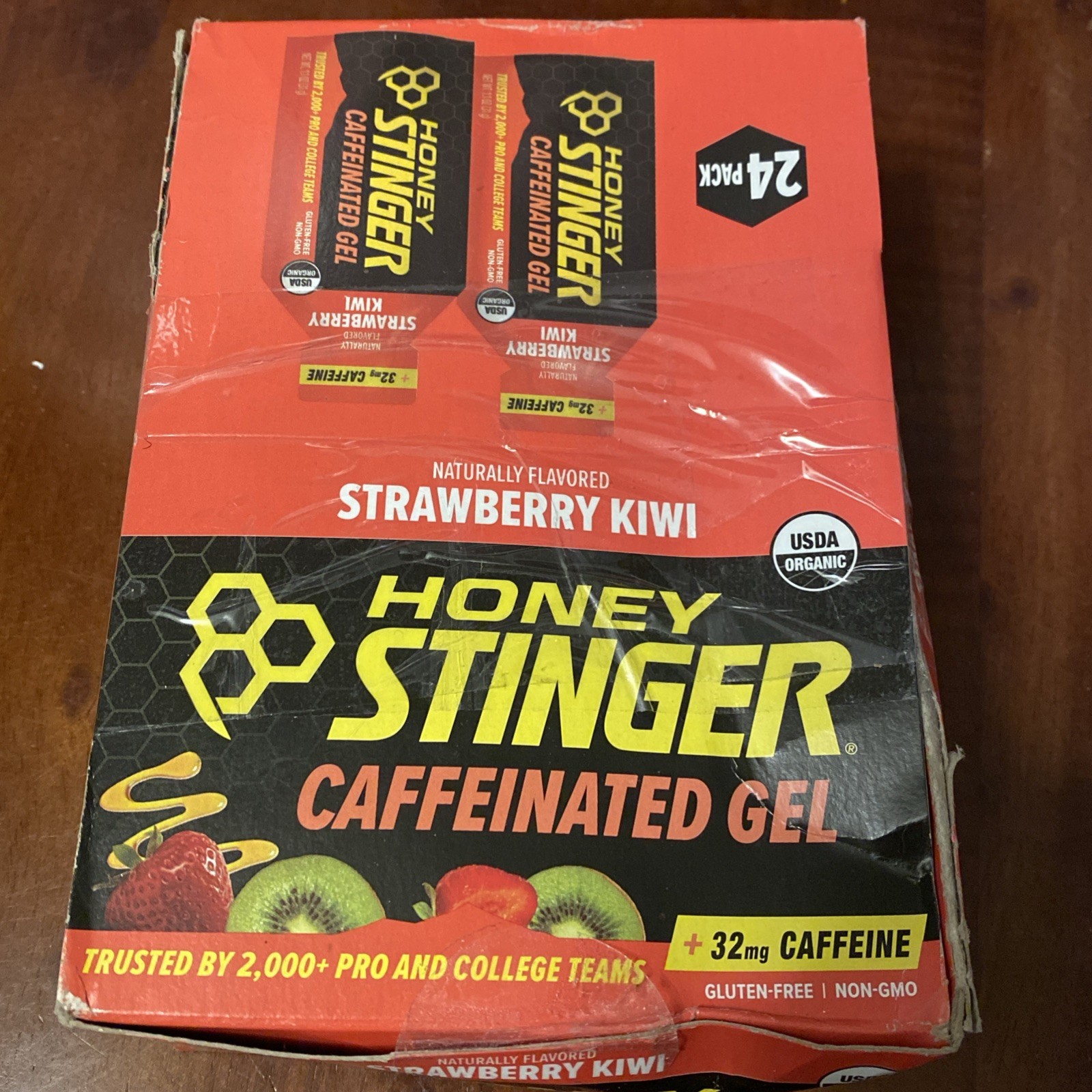 Honey Stinger Caffeinated Gel Strawberry Kiwi New Unopened 24 Packs