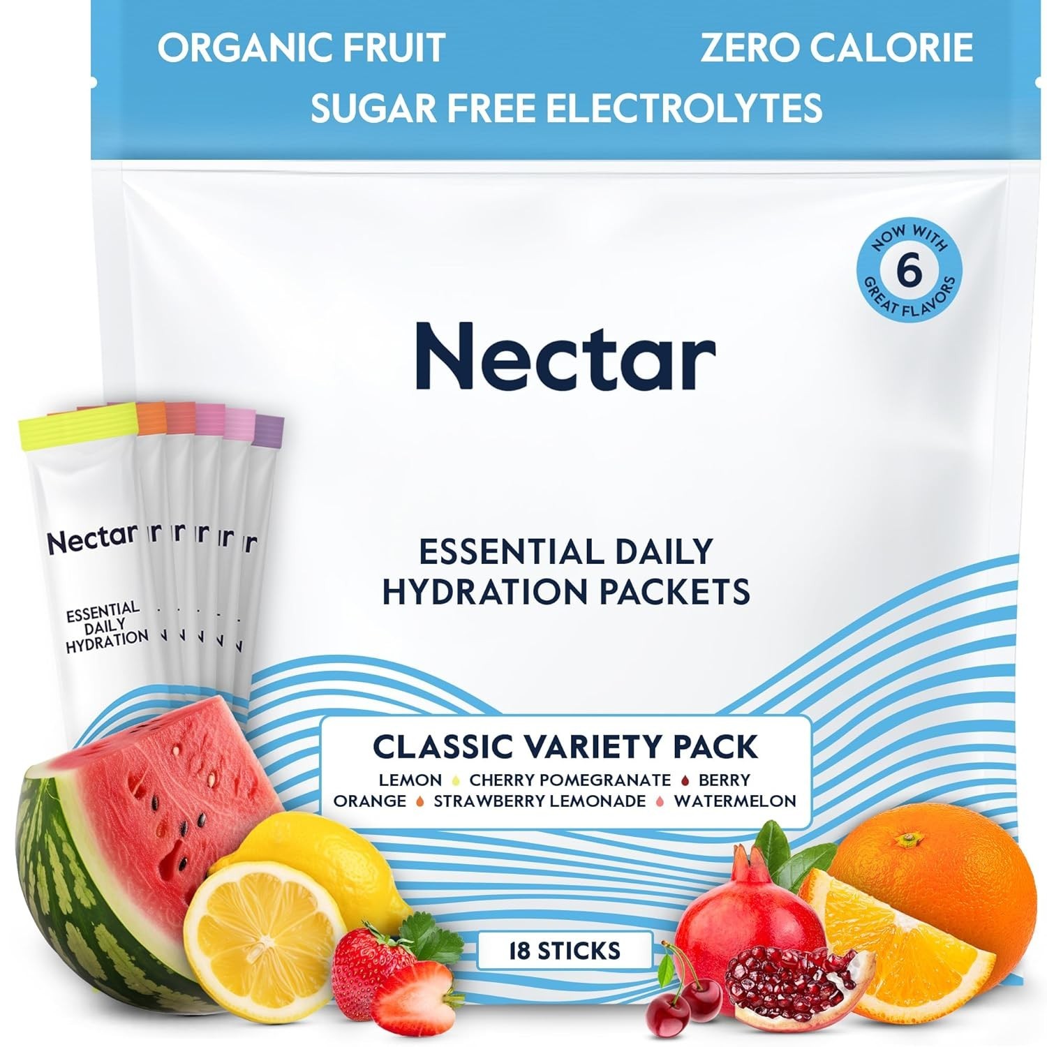 Organic Electrolyte Drink Mix for Dehydration Relief, Zero Calorie Packets