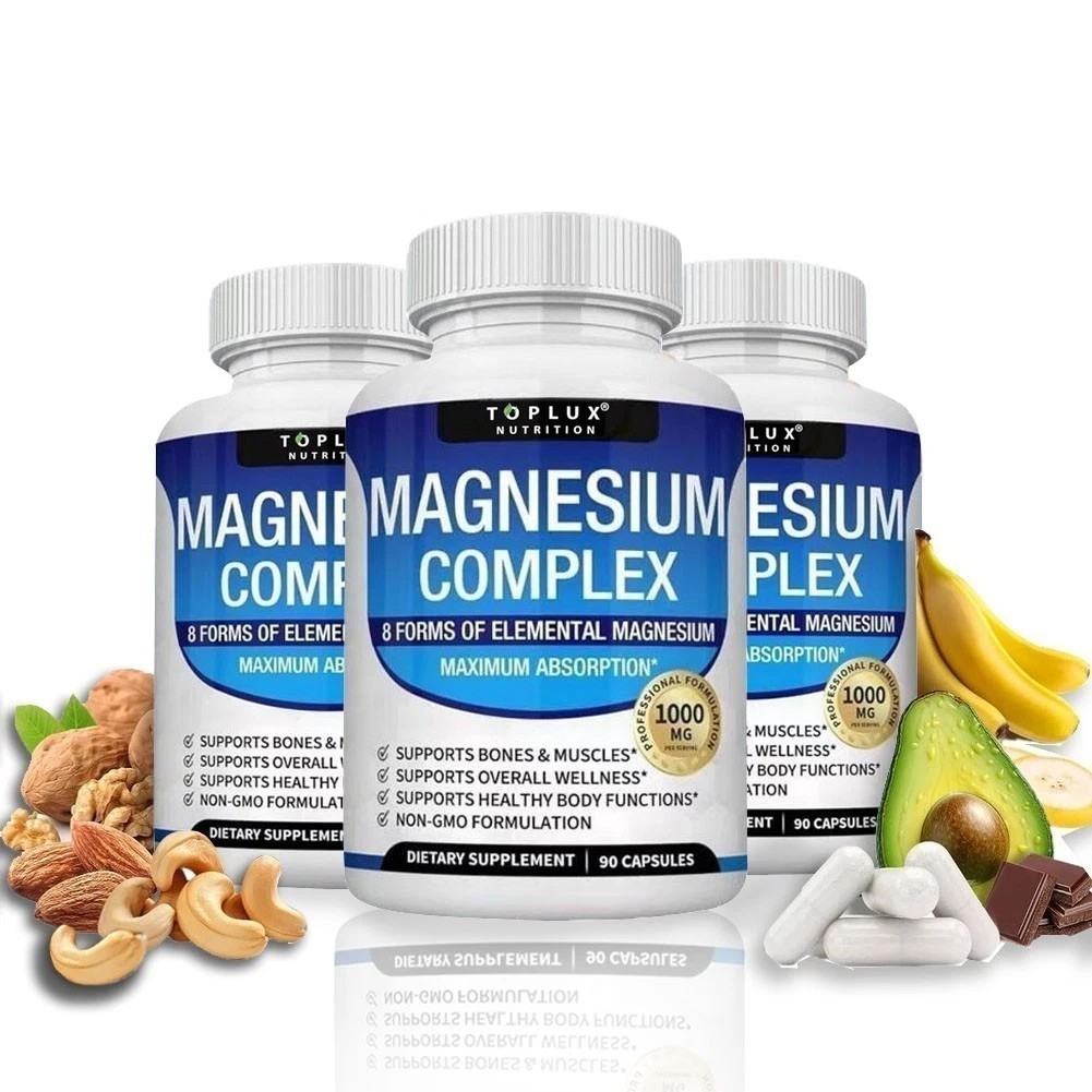 1~3x Magnesium Complex,1000mg of 8-element magnesium, Gluten Free Non GMO 90Caps